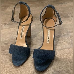 Manolo Blahnik Laura Sandals in Denim
